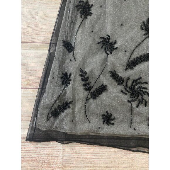 Adrianna Pappell Women's Black Mesh Embellished Cocktail Dress - 12 - Picture 3 of 13